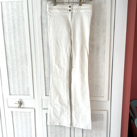 Veronica Beard braided Skinny Flare Highrise White Jeans Sz 8 - Picture 1 of 10